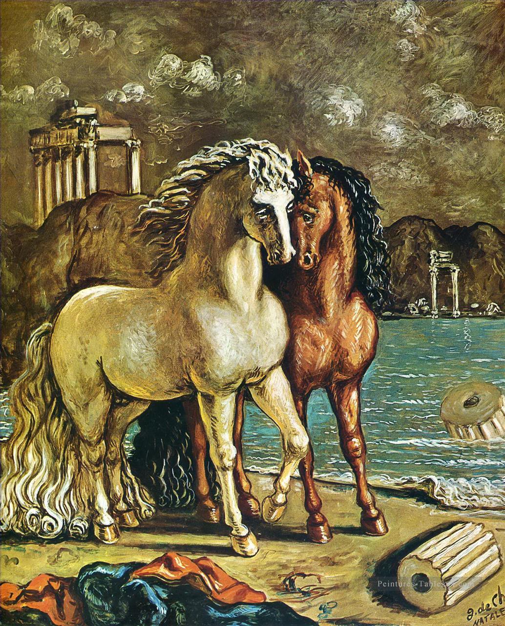 chevaux antiques sur la côte égéenne 1963 Giorgio de Chirico surréalisme métaphysique Peintures à l'huile